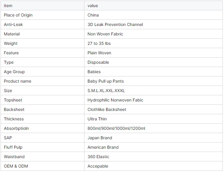 Disposable Baby Pull Up Pants